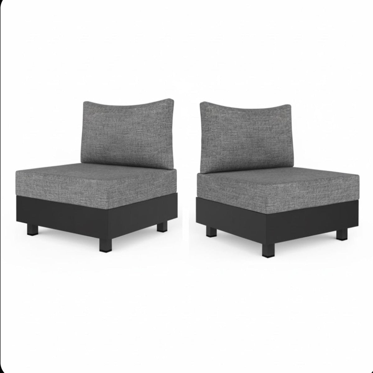 Gray Patio Sectional Set with Modular Armless Chairs and Coffee Table
