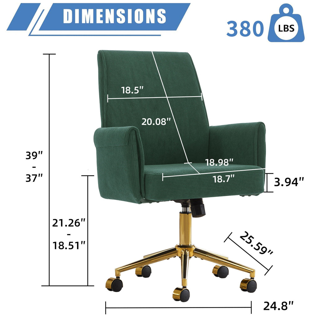 Ergonomic Mid Back Office Chair with Memory Foam Cushion - Multiple Colors