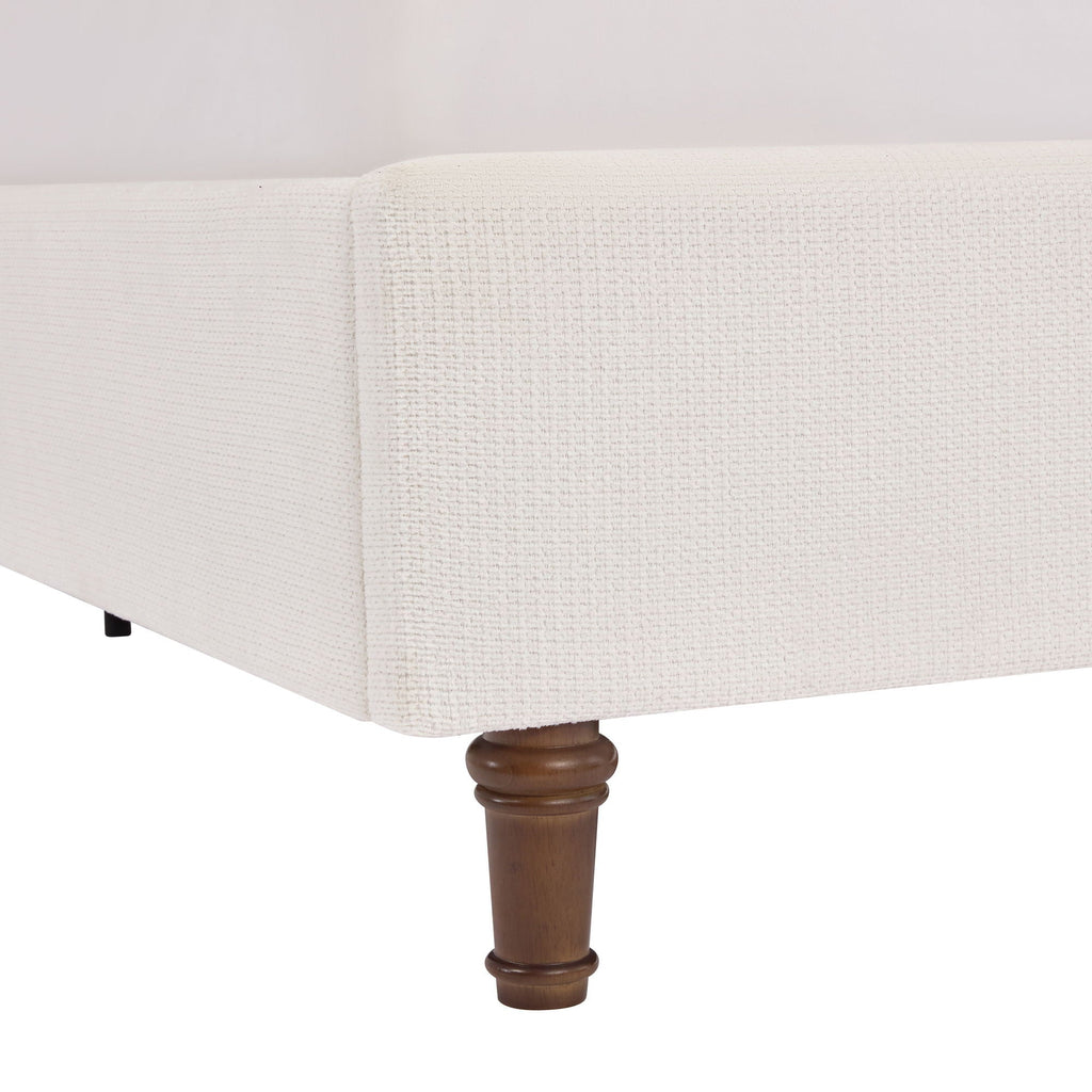Tall Headboard Upholstered Bed with No Box Spring Needed - Cream