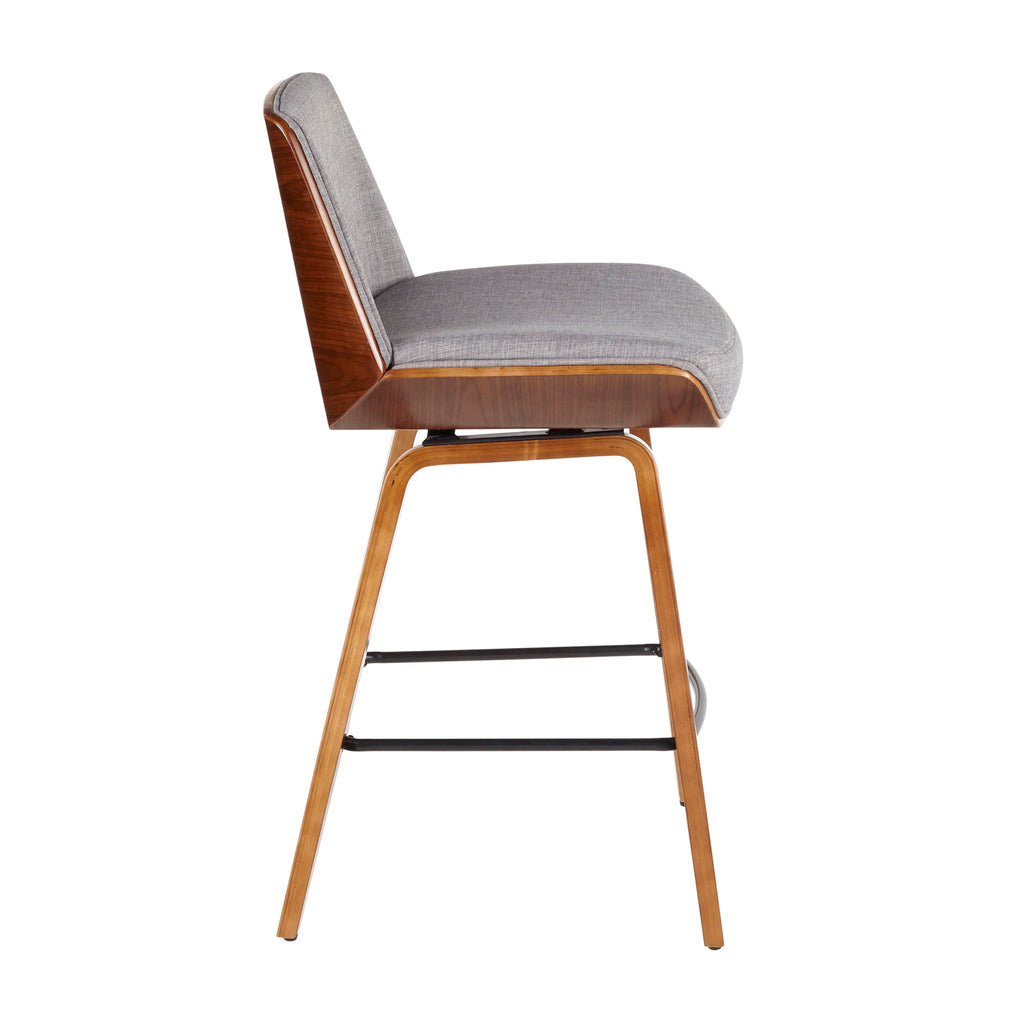 Mid Century Modern Counter Stool with Padded Upholstered Seat - Gray or Dark Gray
