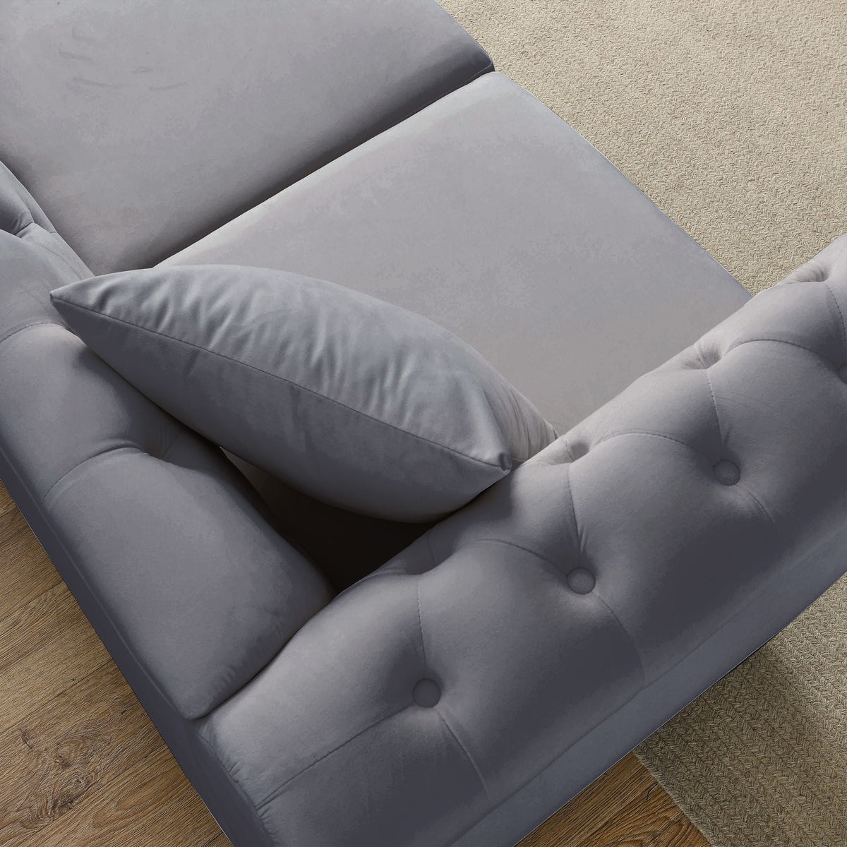 Chesterfield Sofa with Rolled Arms and Nailhead Trim – Solid Wood Frame
