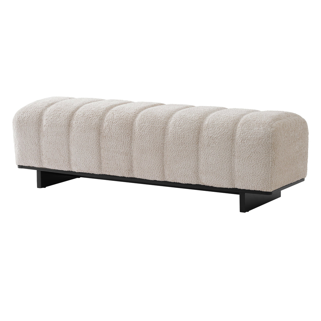 Indoor Dining Bench with Faux Fur Upholstery - Beige