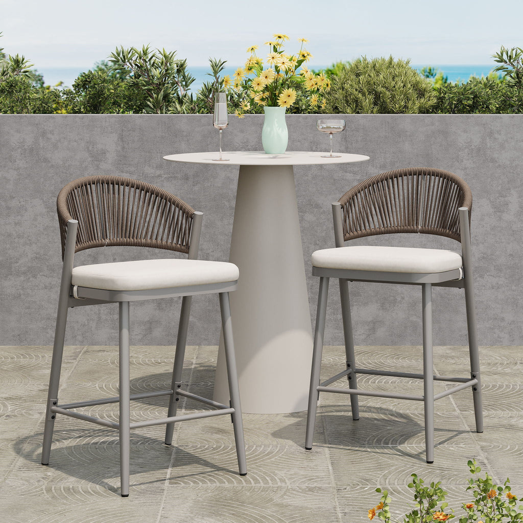 Outdoor 26" Counter Height Metal Frame Counter Stools