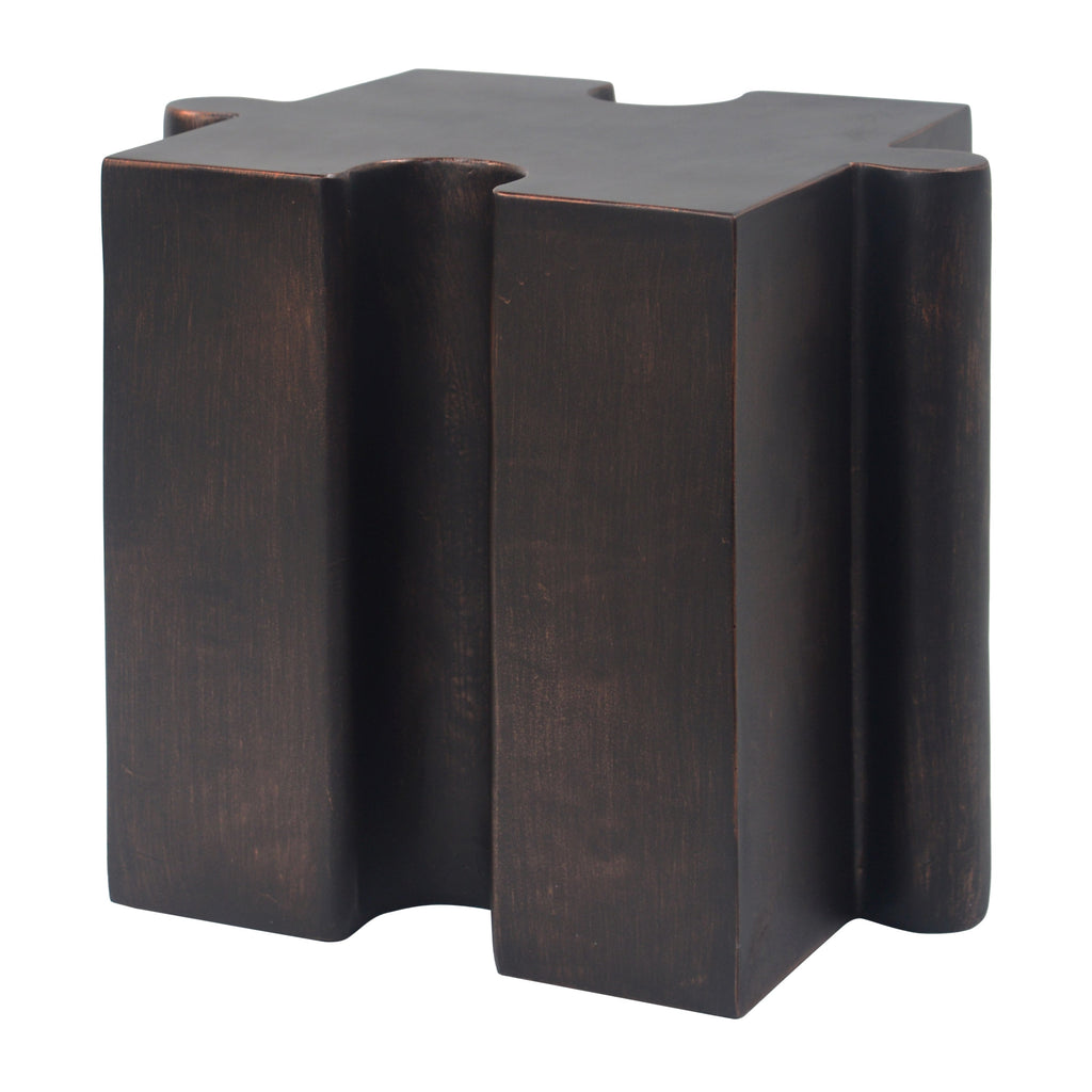 Puzzle Art Side Table with Modular Concave Edge - Magnesium Oxide