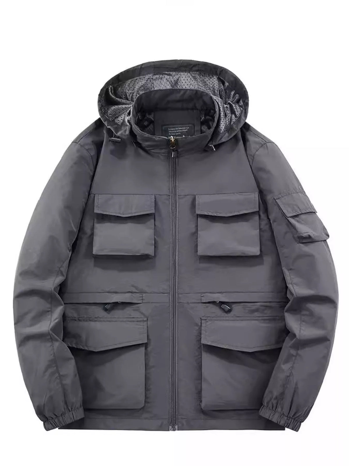 Men's Plus Size Multi-Pocket Hooded Outdoor Jacket