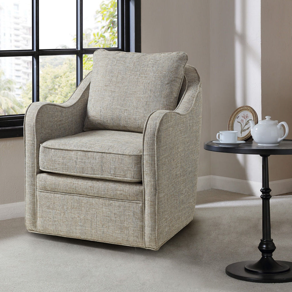 Wide Seat Swivel Arm Chair with 360 Degree Rotation - Gray or Beige