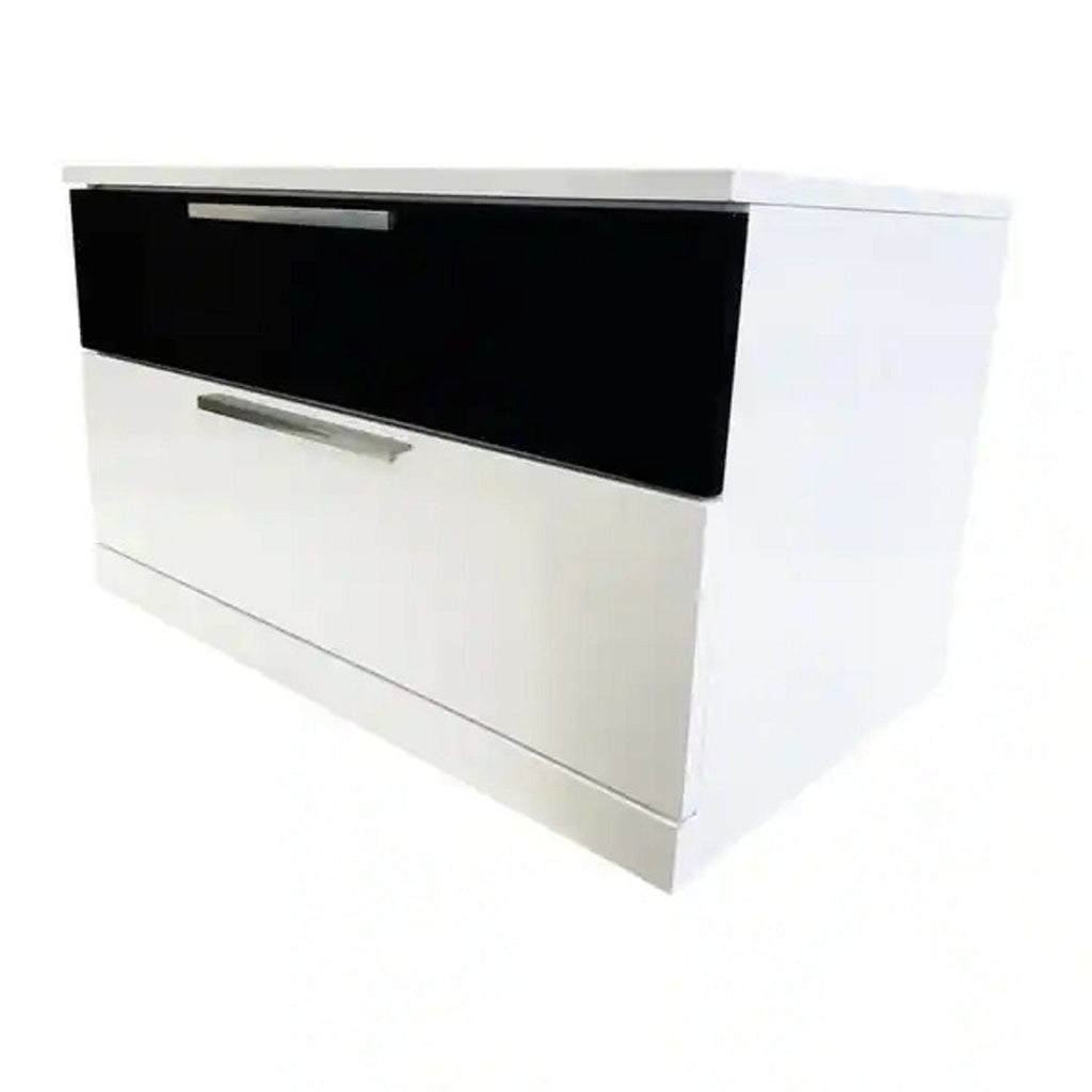 2 Drawer Nightstand, Bedside Table with Ample Storage - White / Black