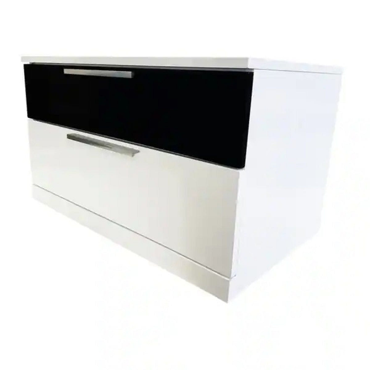 2 Drawer Nightstand, Bedside Table with Ample Storage - White / Black