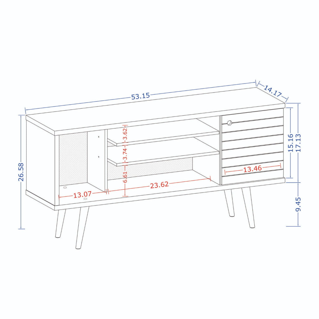 Smart Storage TV Stand with Solid Wood Legs - Multiple Colors