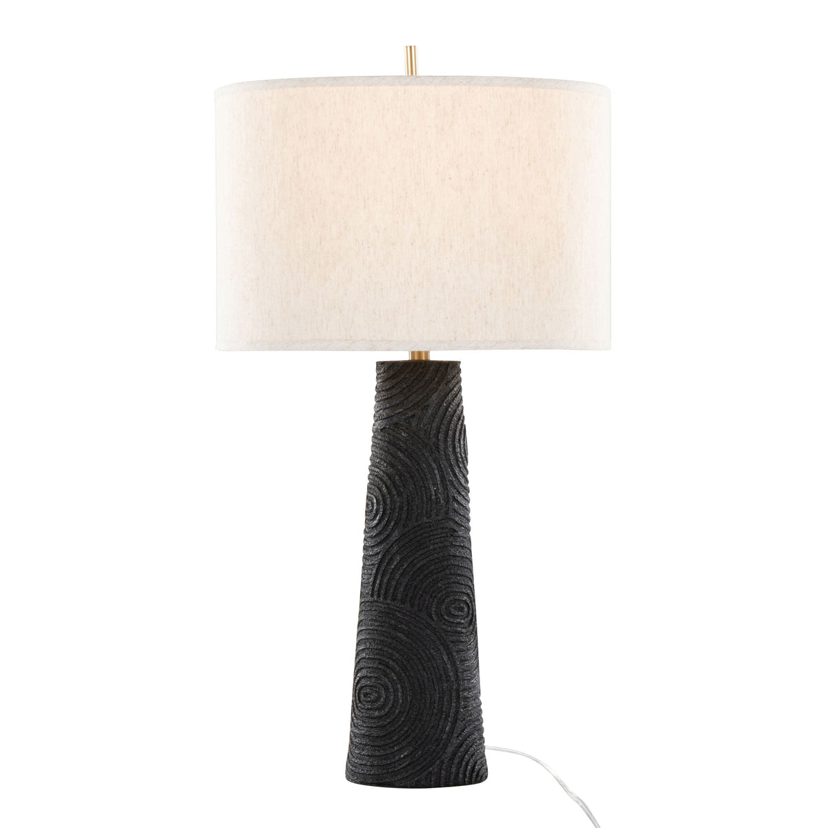 Contemporary Table Lamp Set with Brass Accents - Matte Black / Natural