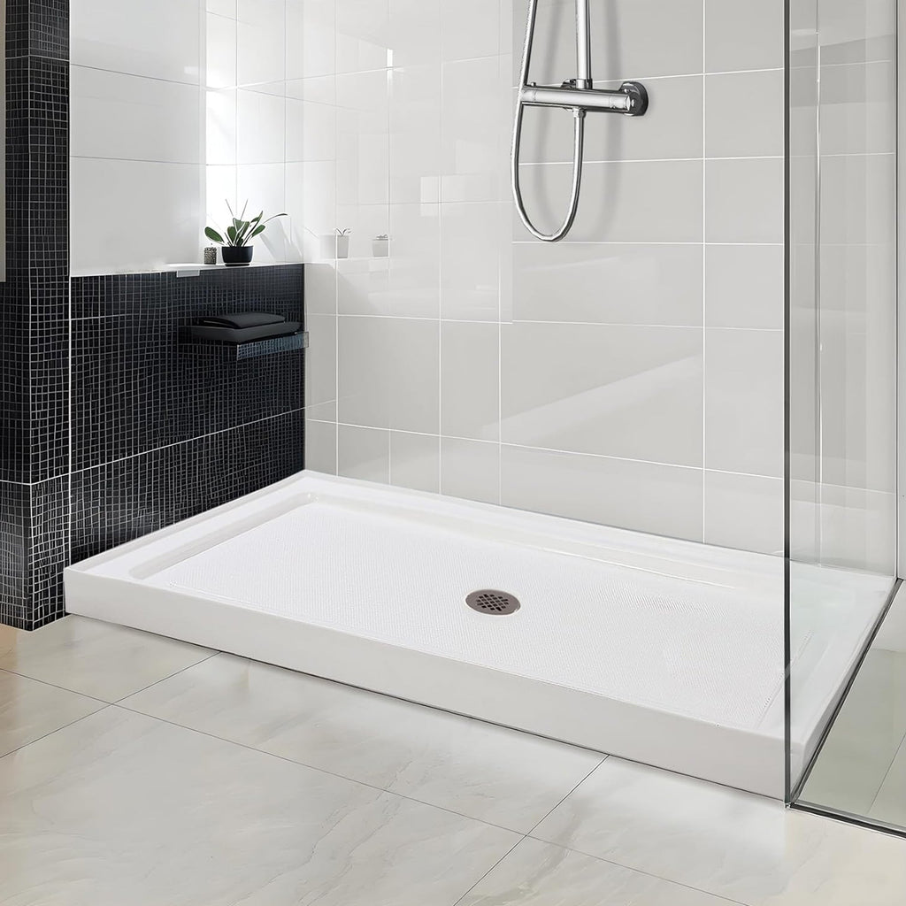 60" x 32" Shower Base with Slip-Resistant Surface - Central Drain