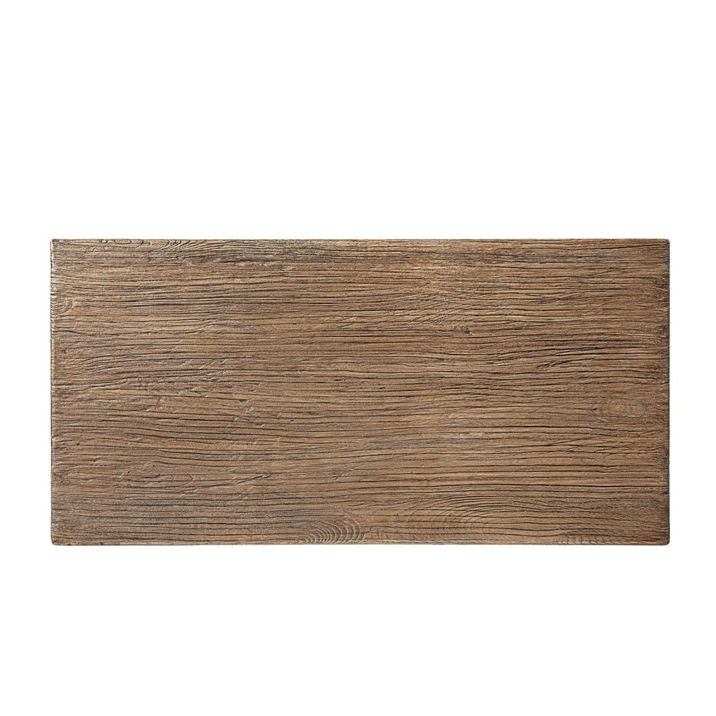 Trestle Coffee Table with Solid Reclaimed Elm Construction - Dark or Light Brown