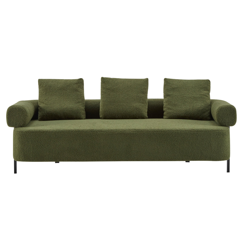 Modern 3-Seater Sofa with Plush Pillows - Green or Orange