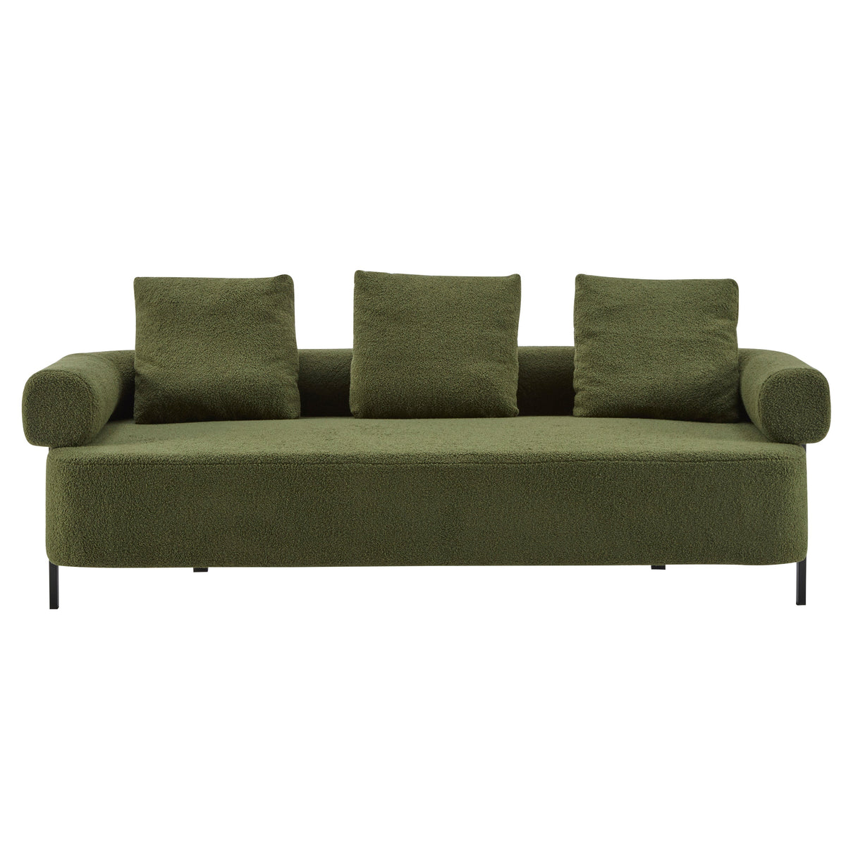 Modern 3-Seater Sofa with Plush Pillows - Green or Orange