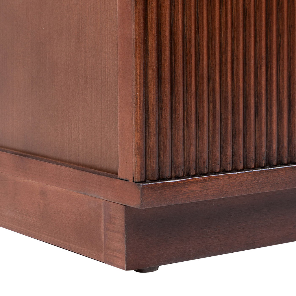2 Drawer Storage Side Table with Fluted Carved Detail - Light or Dark Brown