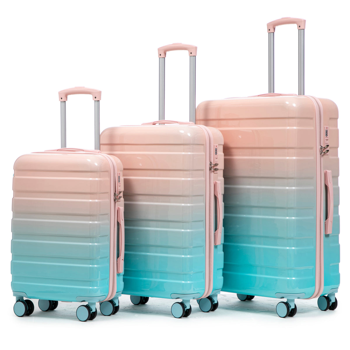 Gradient Color Hard Case Luggage 3-Piece Set with Spinner Wheels