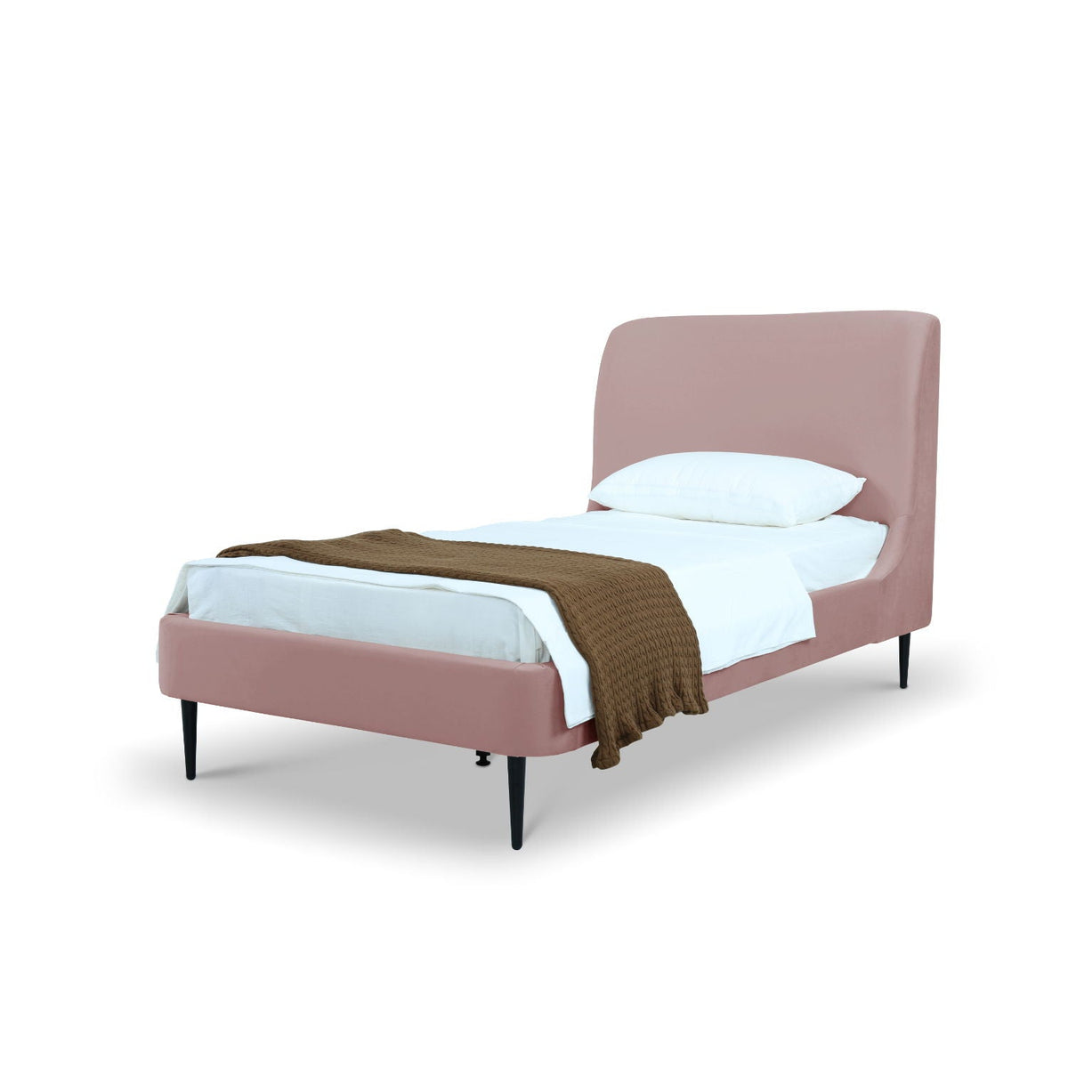 Heather Upholstered Bed with Curved Headboard - Multiple Colors
