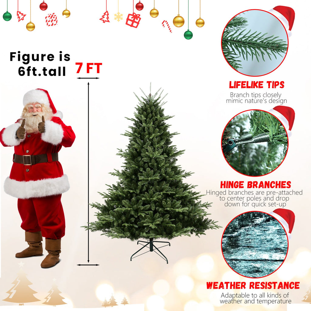 Full-Shaped 7FT Christmas Tree with 2257 Tips and Hinged Structure