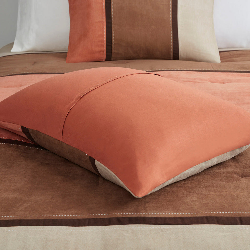 Faux Suede Comforter Set with Decorative Pillows - Coral California King