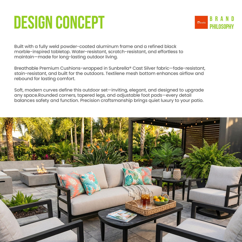 Outdoor Elegance Coffee Table with Rounded Corners – White or Black