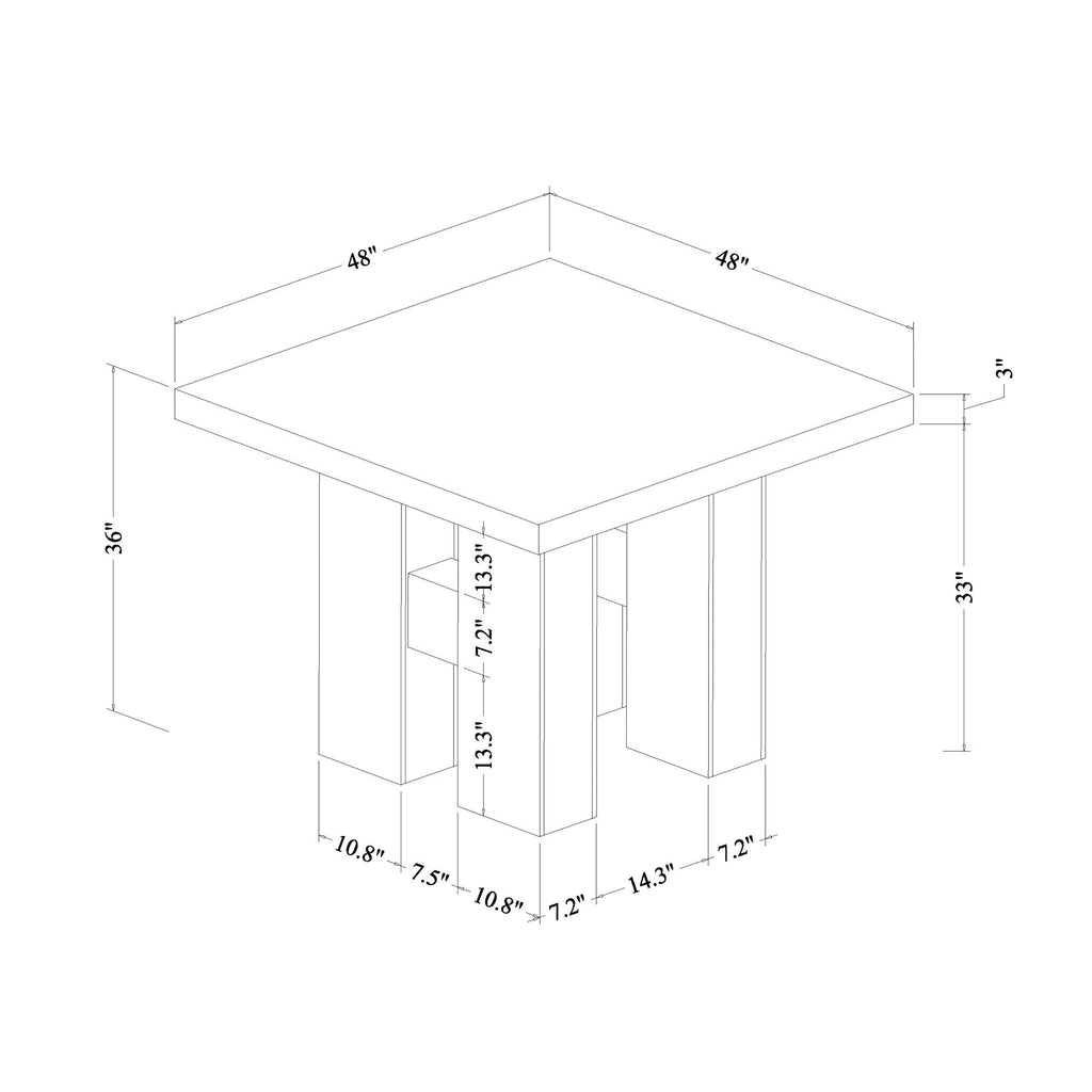 Mikha Bar Table with Extra Thick Top - Black, White, or Light Brown