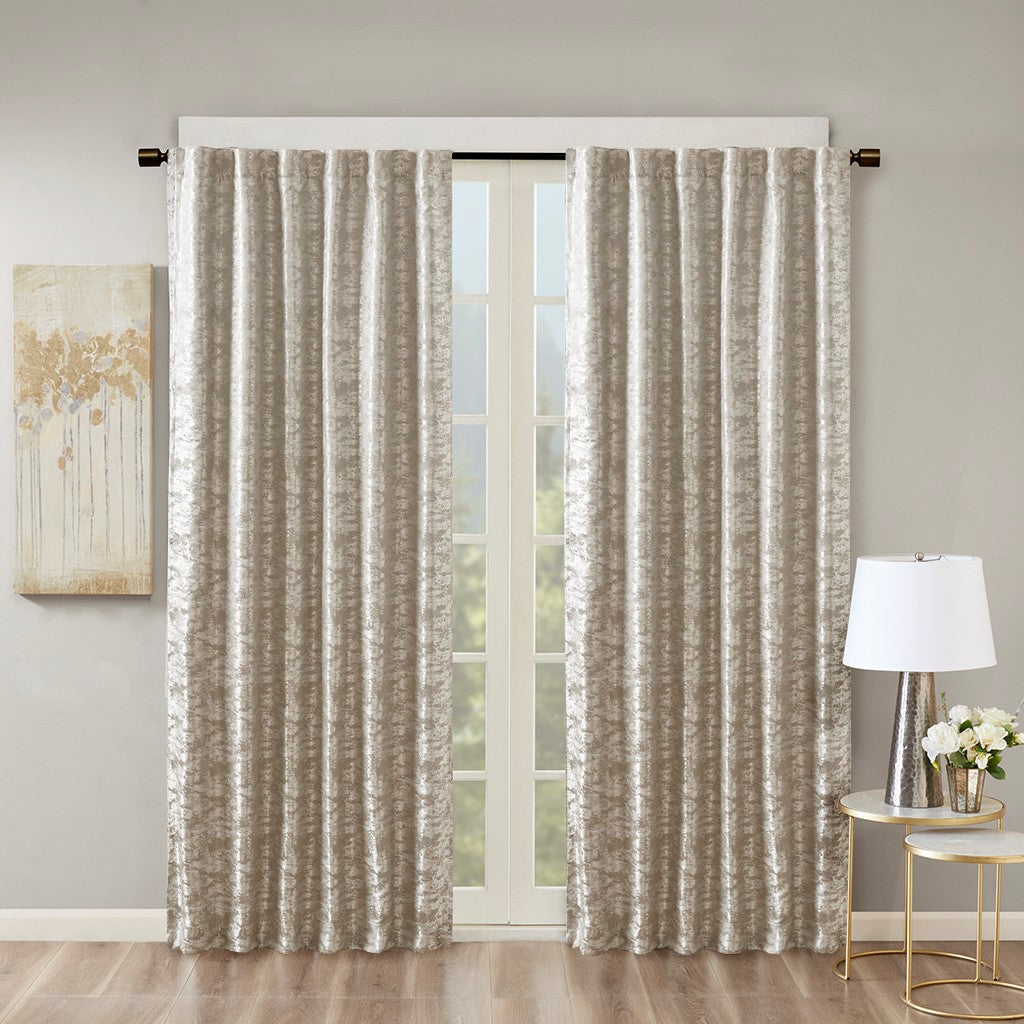 Jacquard Lined Total Blackout Curtain Panel with Rod Pocket – Grey/Silver