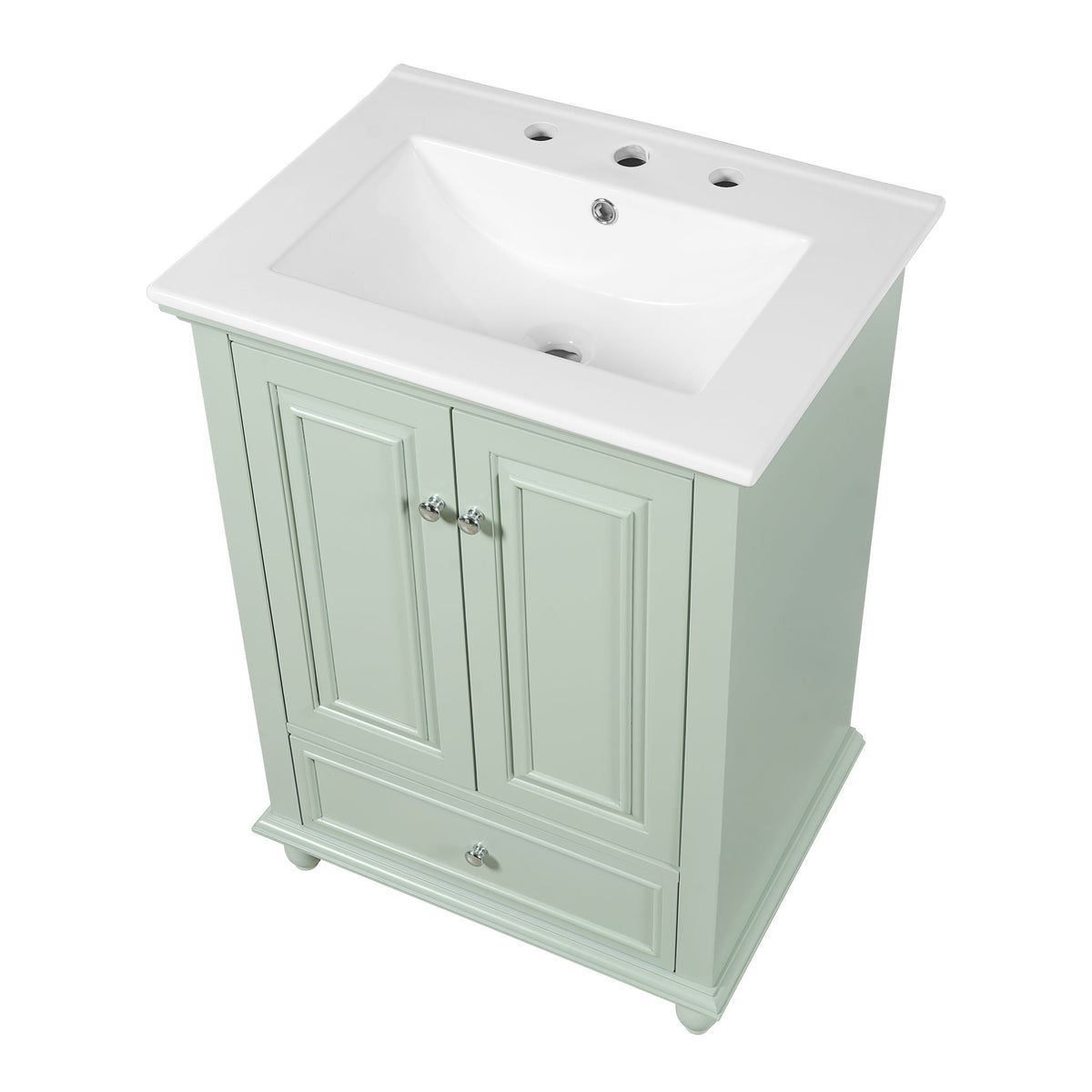 Modern Bathroom Vanity With Sink, Cabinet, And Drawers
