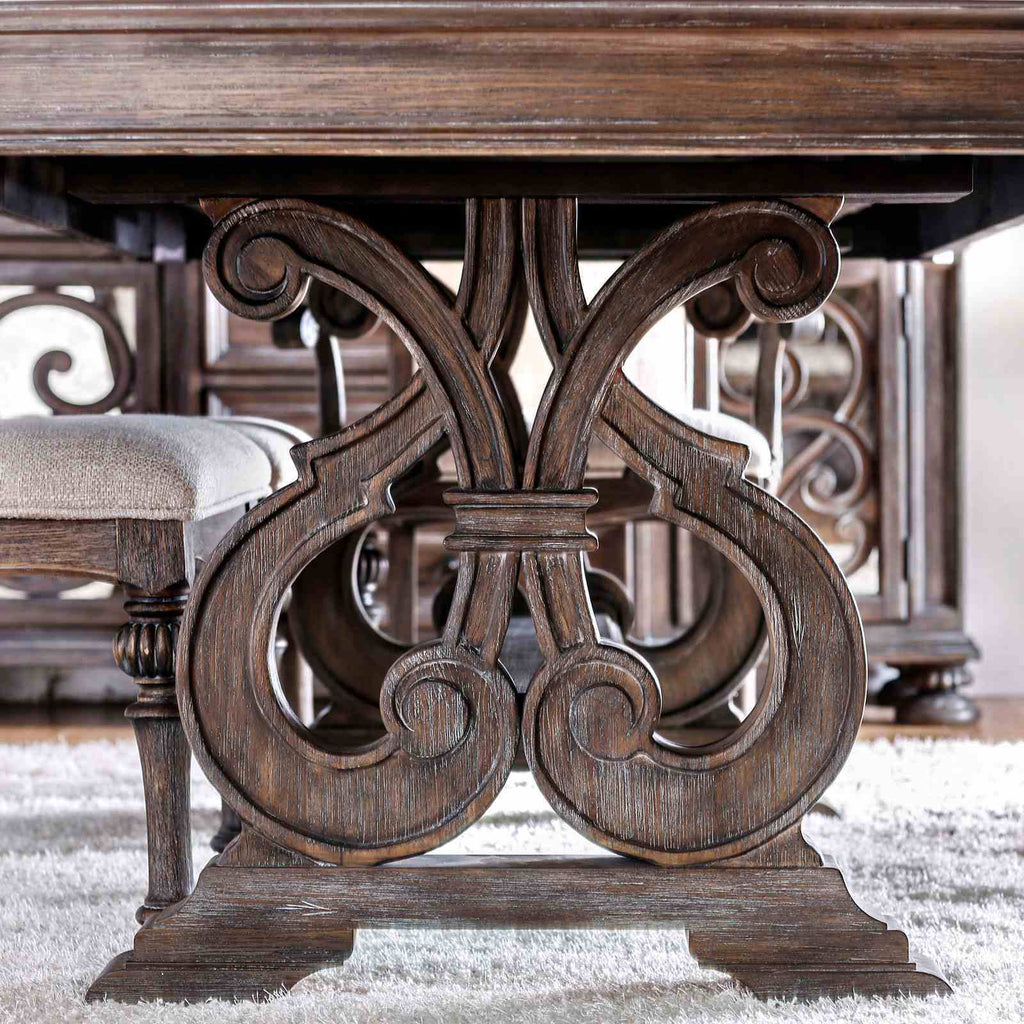Rustic Dining Set With Table And Upholstered Chairs - 9 Piece