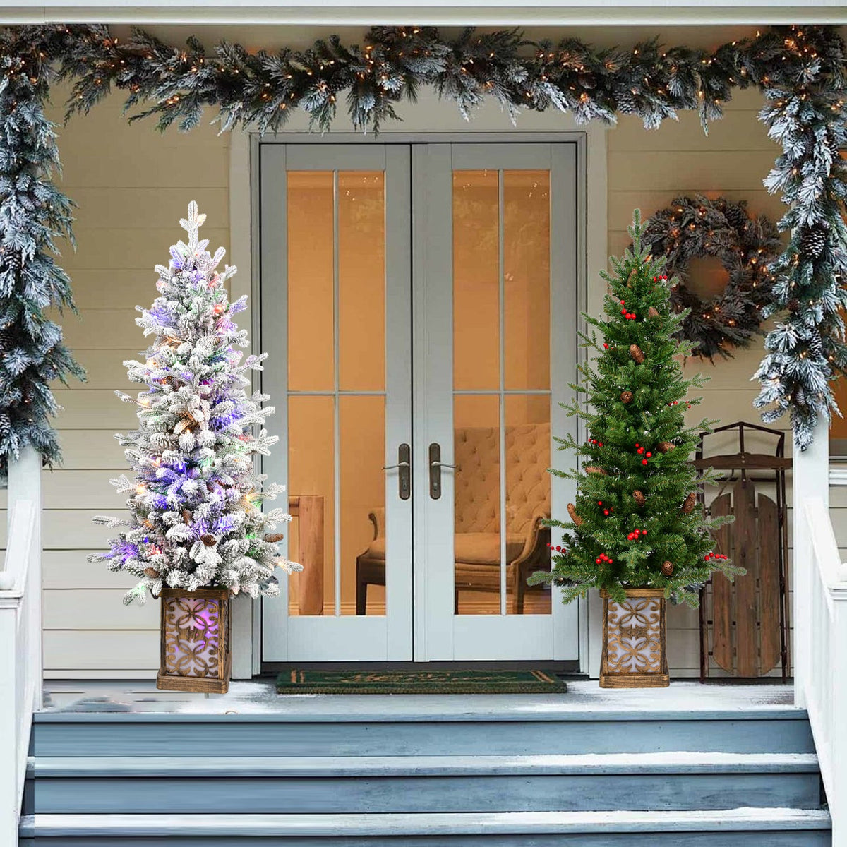 4FT Pre-Lit Christmas Tree with Warm Lights - Green