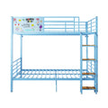 Blue Convertible Twin Bunk Bed with Guardrail and Ladder