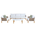 4 Piece Outdoor Conversation Set with Removable Cushions - White