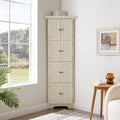 4-Tier Corner Kitchen Pantry Storage Cabinet with 8 Doors - Oak Finish