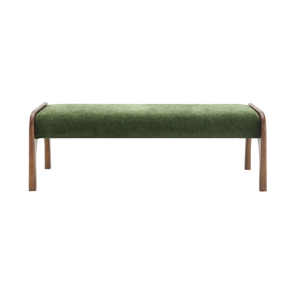 Modern Upholstered Long Bench with Plush Cushion - Beige or Dark Green