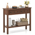 38 Inch Rustic Console Table with 2 Drawers and Bottom Open Shelf-Espresso