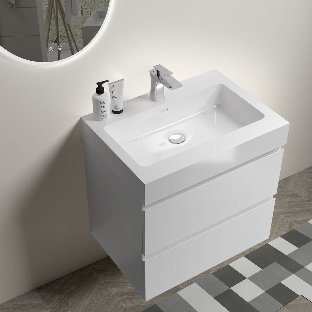 Modern Floating Bathroom Vanity with Large Storage - White or Black