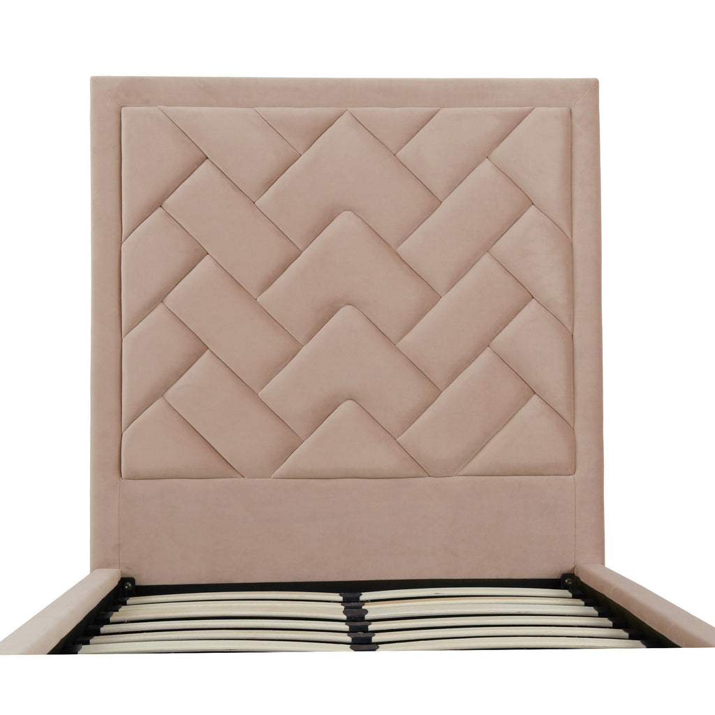 Upholstered Bed with Headboard and Slats - Multiple Colors