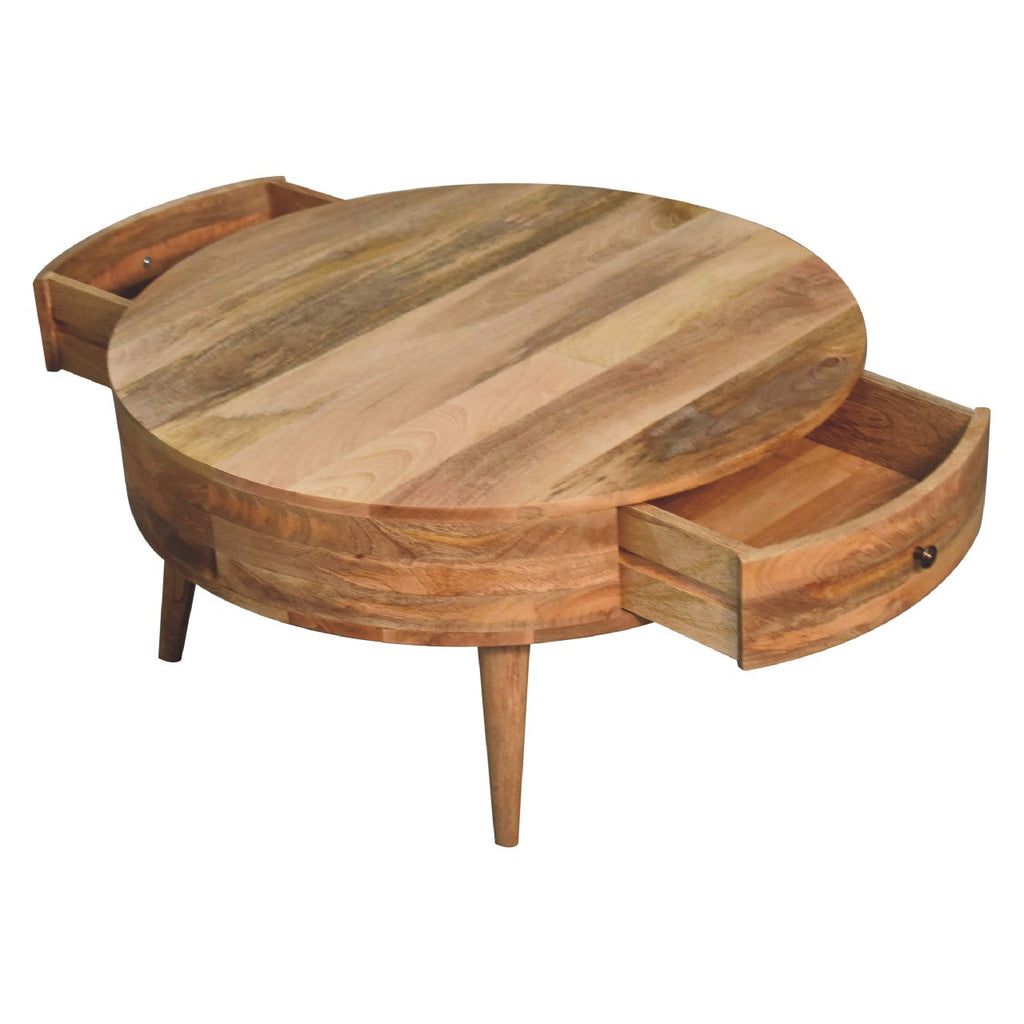 Solid Wood Odyssey Coffee Table with 2 Drawers - Oak Finish