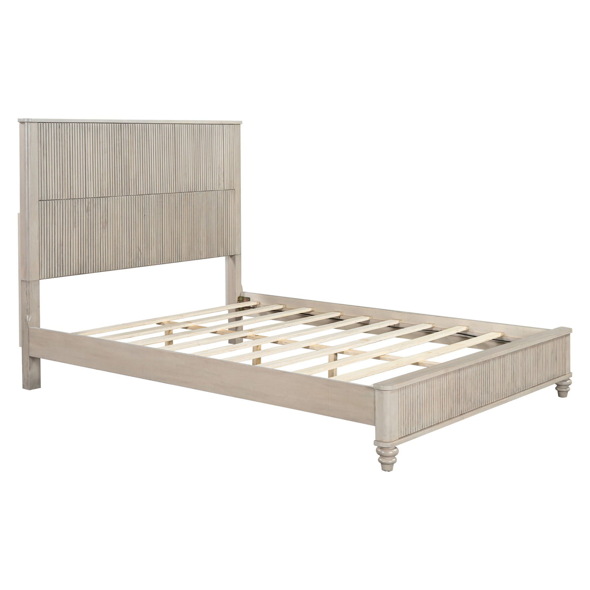 Platform Bed Frame with Tall Headboard - Solid Wood, Queen & King Sizes
