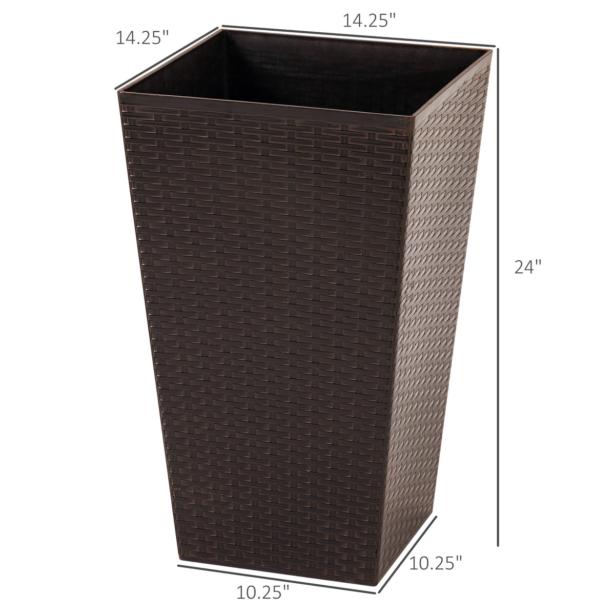 Tall Polypropylene Planter Set with Drainage - Brown or Black