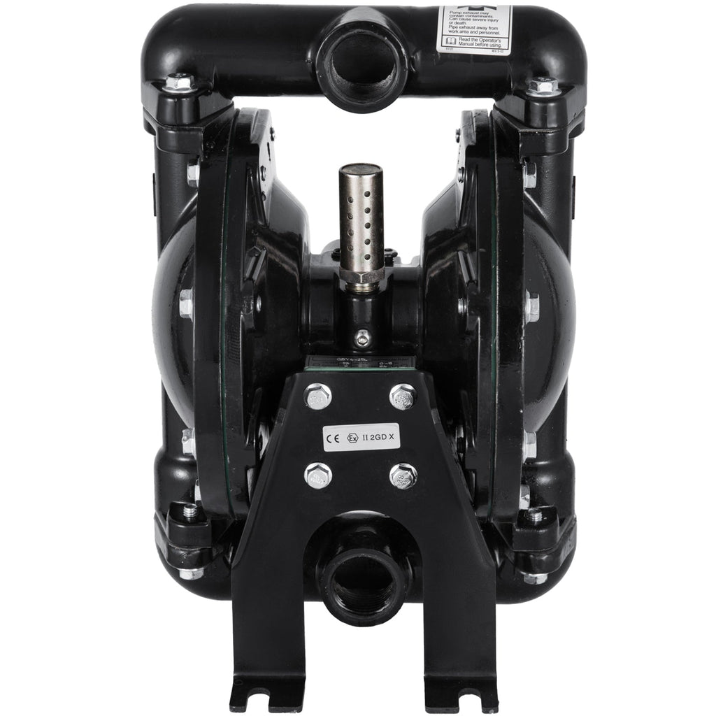 Air-Operated Double Diaphragm Pump with 1 Inch Inlet/Outlet - Black Aluminum