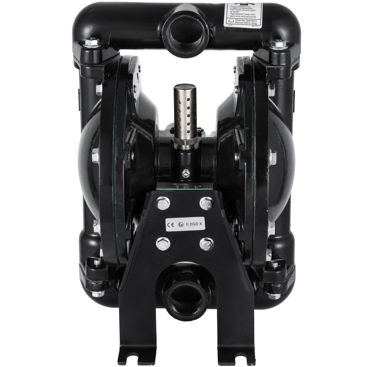 Air-Operated Double Diaphragm Pump with 1 Inch Inlet/Outlet - Black Aluminum