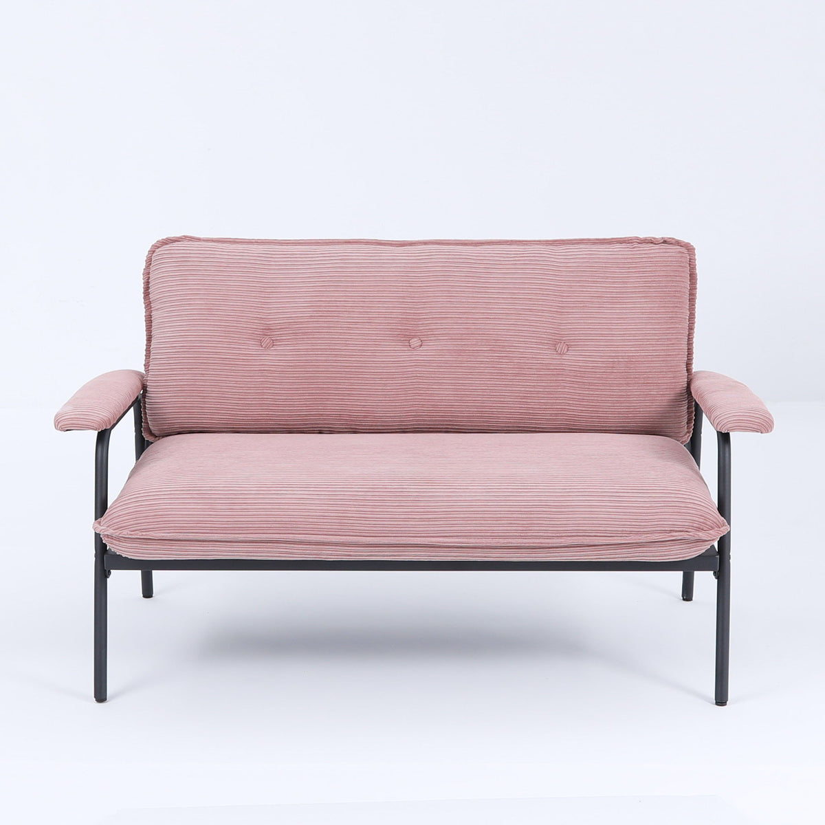 Modern Metal Frame Stationary Sofa with Sponge Filling - Pink, Green, or Black