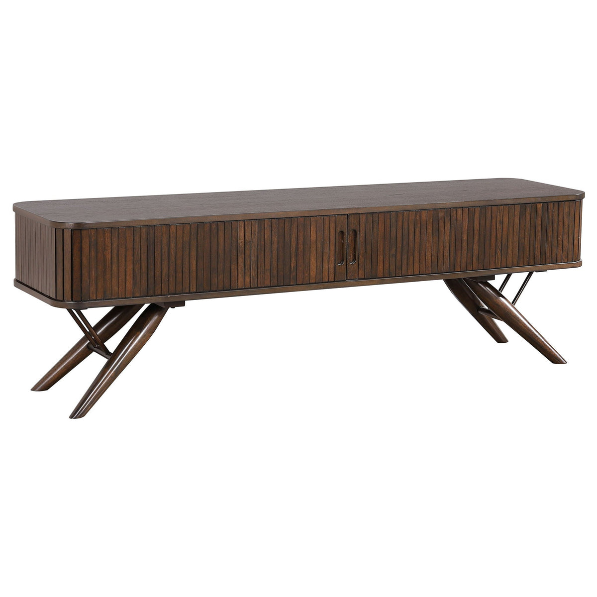 Valna Wood 71-inch TV Stand with Sliding Doors Walnut