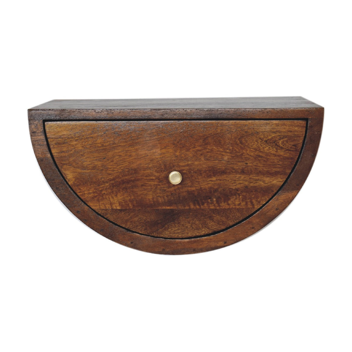 Solid Wood Crescent Floating Nightstand with Drawer - Chestnut