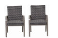 2PC Outdoor Dining Chair with Hand-Painted Frame and Cotton Seat - Brown White, Dark Grey