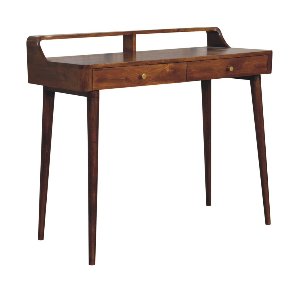Elevated Chestnut Console Table with 2 Drawers and Nordic Legs - Chestnut