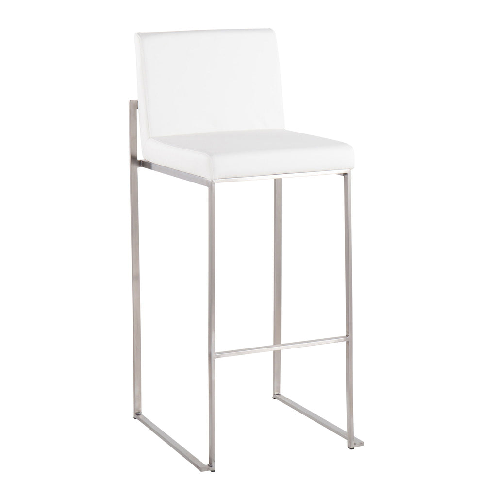 Contemporary High Back Barstool Set with Upholstered Seat – Multiple Colors