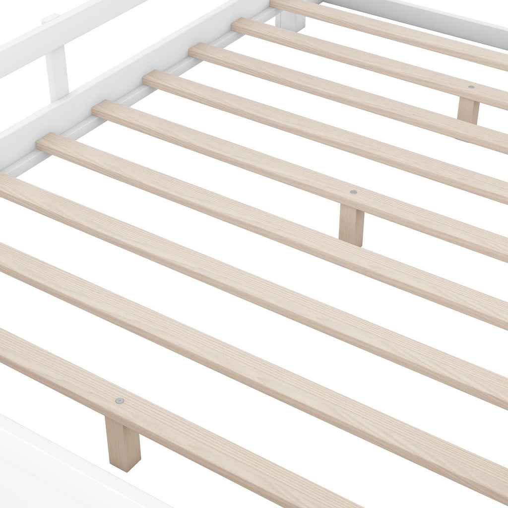Wood Platform Storage Bed with LED Light & Storage Headboard - White or Dark Gray