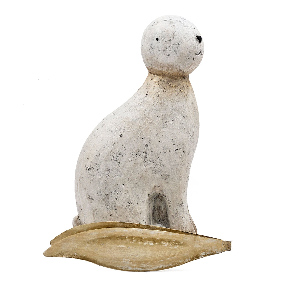 White Magnesium Rabbit Figurine with Gold Iron Ears – 24.8" High