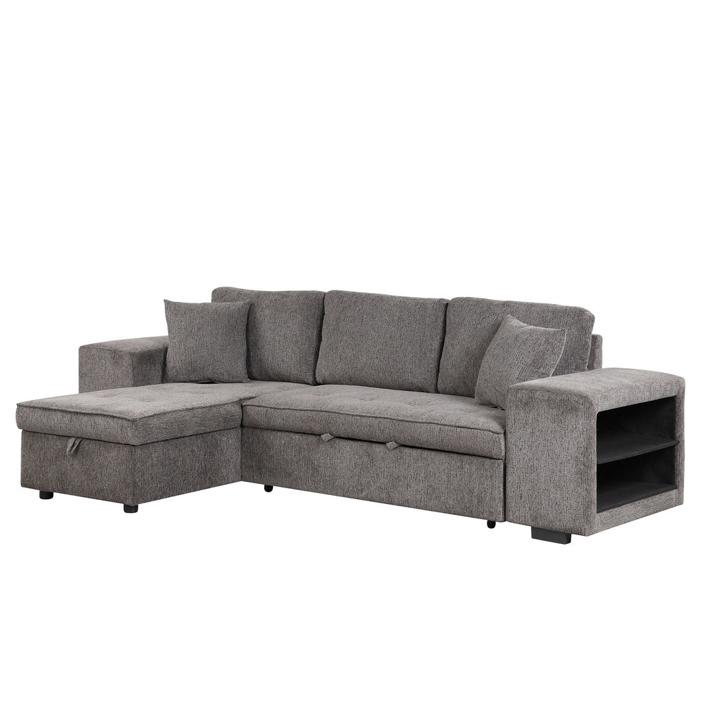 Reversible L-Shape Sleeper Sectional Sofa with Storage Chaise and 2 Stools - Multiple Colors